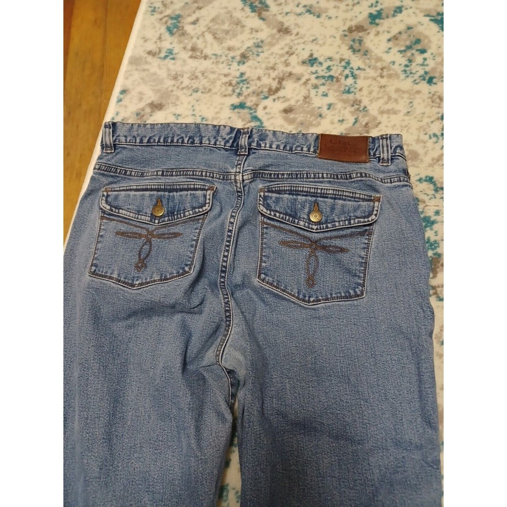 LRL Ralph Lauren Jeans Womens 14P Petite Mid Rise Bootcut Stone Wash Blue Denim - Picture 9 of 11